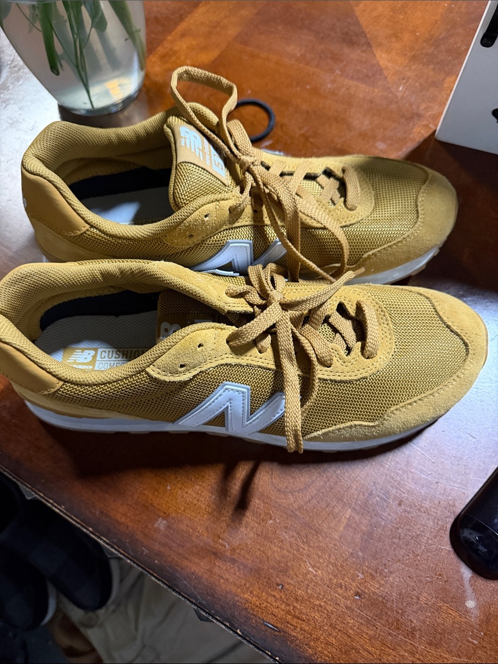 New Balance Mustard Yellow Suede & Mesh Trainers
